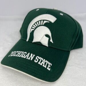 Michigan State Spartans Hat Green White Embroidered Baseball Cap Adjustable